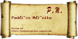 Padács Mónika névjegykártya